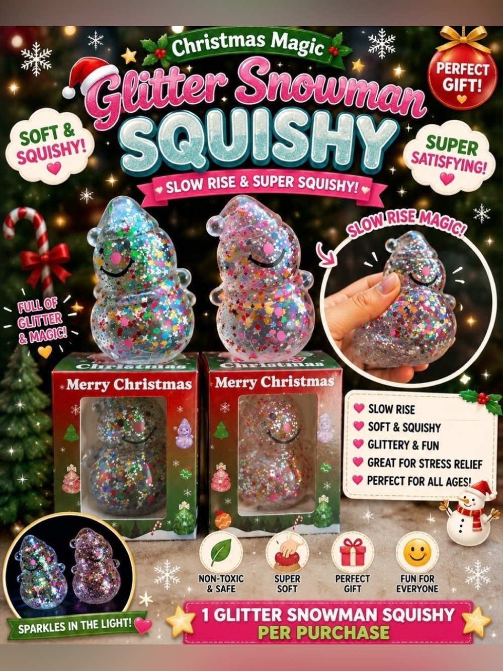Glitter Snowman Squishy